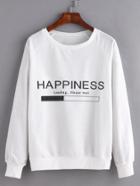 Romwe White Letter Print Raglan Sleeve Sweatshirt