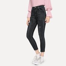 Romwe Washed Solid Jeans