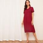 Romwe Gingham Button Front Shirt Dress