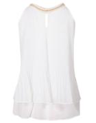 Romwe Bead Chain Embellished Pleated White Vest