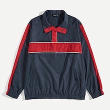 Romwe Guys Pocket Side Colorblock Windbreaker Jacket
