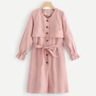 Romwe Flared Sleeve Belted Trench Coat
