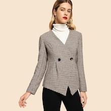 Romwe Button Front Plaid Print Coat
