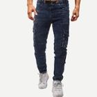 Romwe Men Pocket Patched Drawstring Jeans