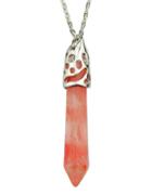 Romwe Red Stone Long Pendant Necklace