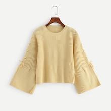 Romwe Lace-up Cable Jumper