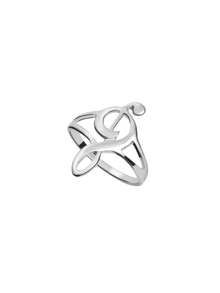 Romwe Silver Hollow Music Note Ring