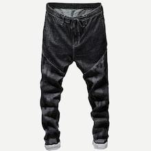 Romwe Guys Contrast Panel Camo Print Jeans