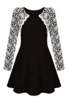 Romwe Lace Panel Slim Black Dress