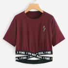 Romwe Letter Tape Hem Tee