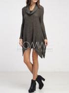 Romwe Grey Cowl Neck Asymmetric Dress