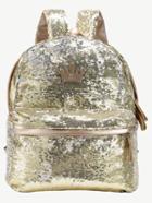 Romwe Gold Sequin Crown Embellished Backpack