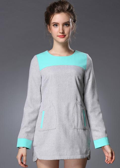 Romwe Colour-block Pockets Loose Dress