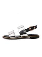 Romwe Silver Metallic Open Toe Sandals