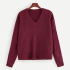Romwe Plus Solid V Neckline Jumper