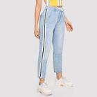Romwe Tape Detail Drawstring Waist Jeans