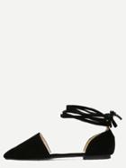 Romwe Black Faux Suede Pointed Out Block Flats