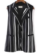 Romwe Vertical Striped Lapel Vest Coat