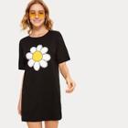 Romwe Large Floral Print T-shirt Dress