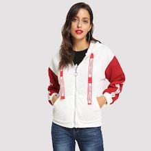 Romwe Contrast Sleeve Hooded Jacket