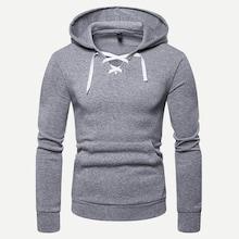 Romwe Men Lace Up Hoodie