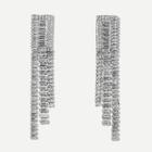 Romwe Rhinestone Long Tassel Drop Earrings