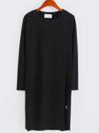 Romwe Long Sleeve Split Side Black Sweater