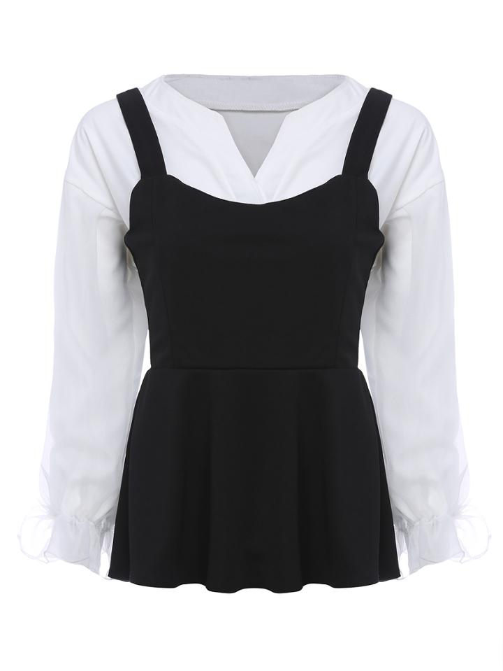 Romwe Straps Cami Top With V Neck Shirt