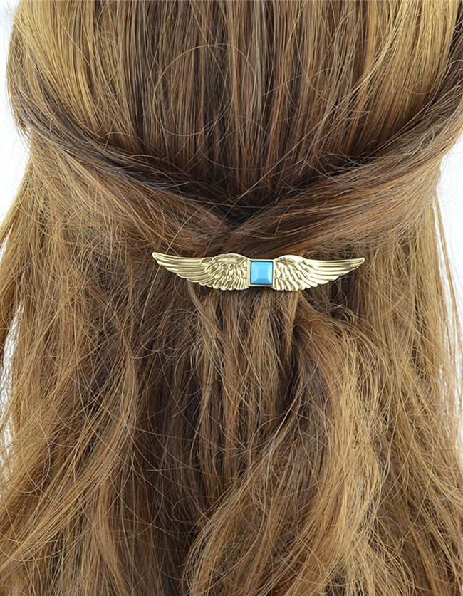 Romwe Gold Plated Wing Shape Hair Clips
