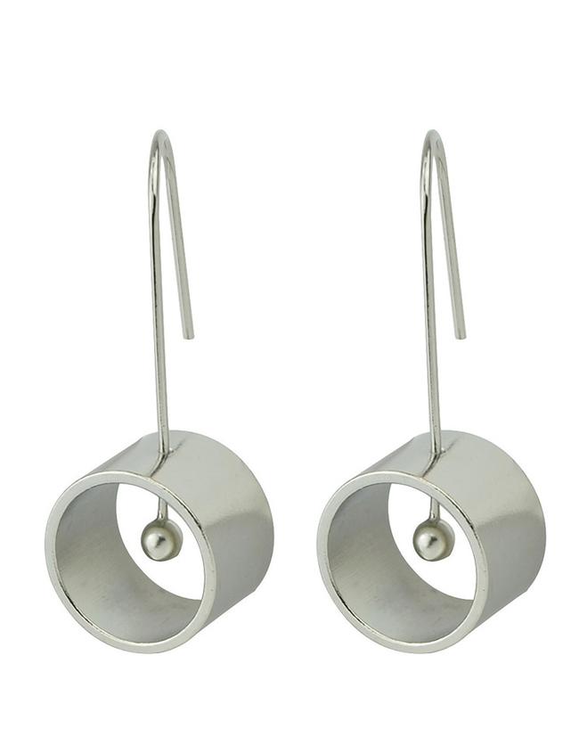 Romwe Silver Plated Circle Pendant Earrings