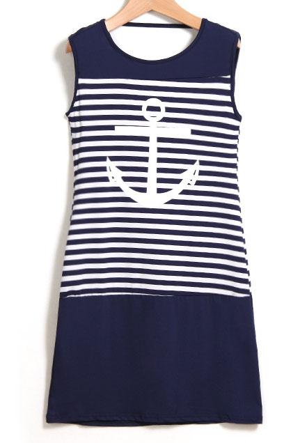 Romwe Striped Flecked Strap Back Bodycon Dress