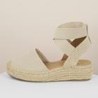 Romwe Stretch Bands Jute Trim Platform Espadrilles