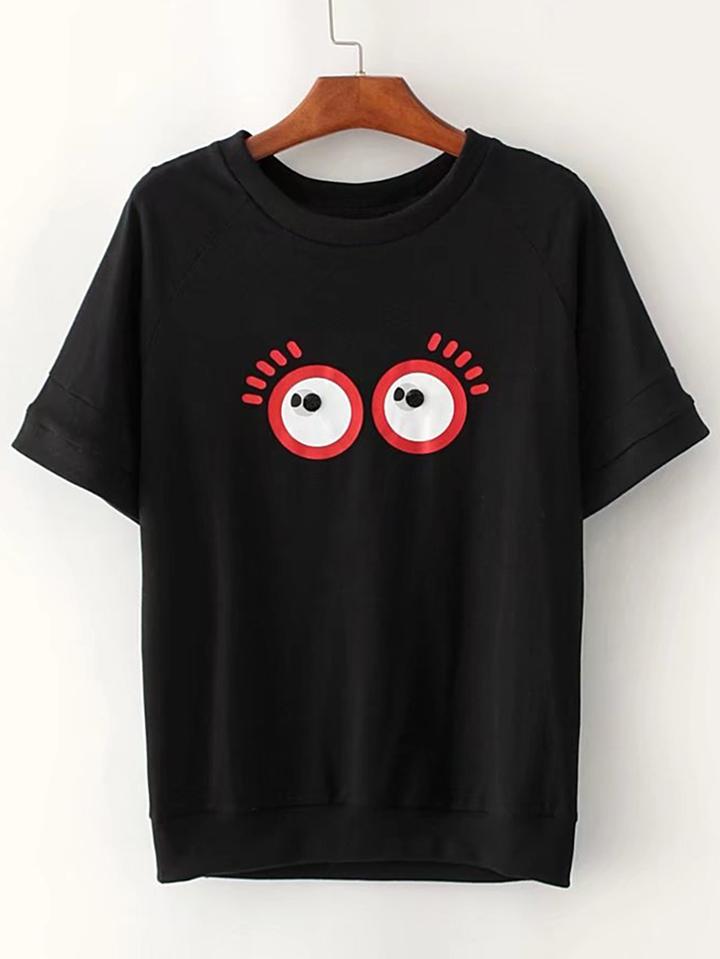 Romwe Cartoon Print Cute T-shirt