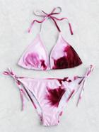Romwe Watercolor Triangle Bikini Set