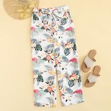 Romwe Tropical Print Self Tie Pants