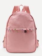 Romwe Paper Clip Decorated Canvas Backpack