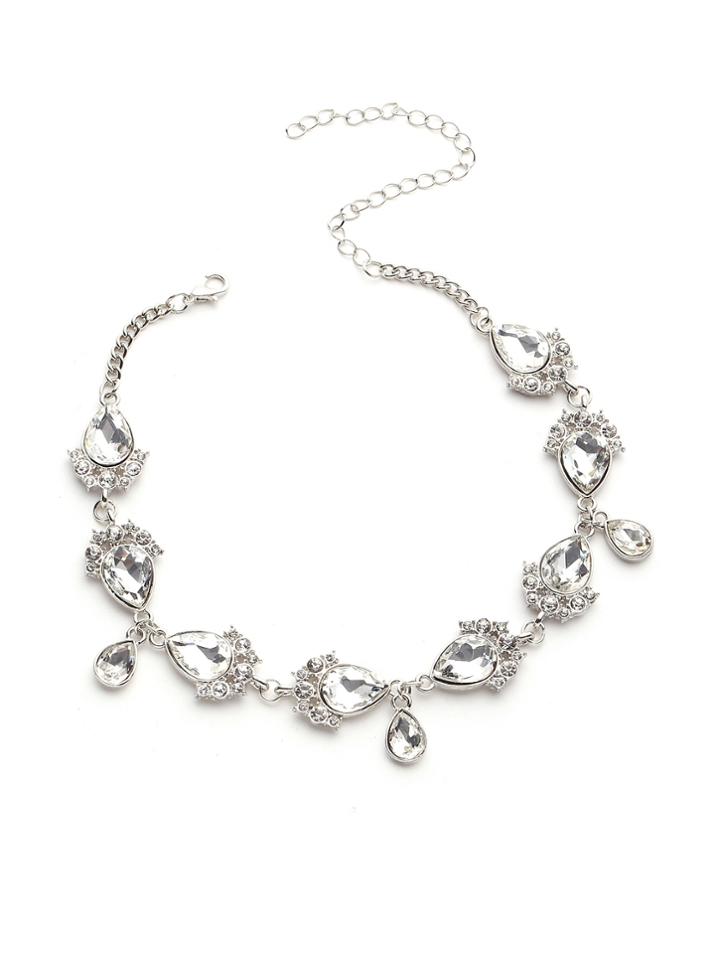 Romwe Water Drop Design Rhinestone Chain Choker