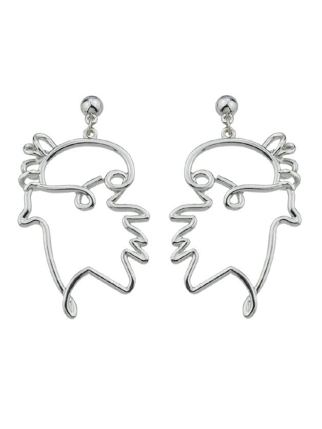 Romwe Silver Geometric Drop Statement Earrings For Women