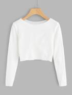 Romwe Ribbed Knit Crop Tee