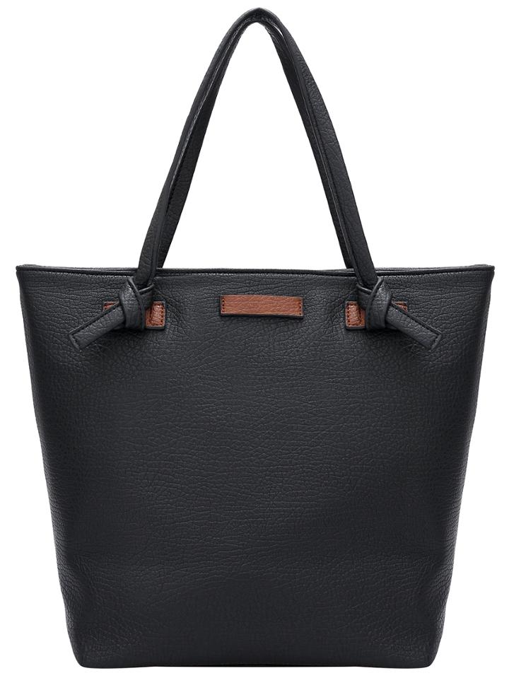 Romwe Black Zipper Pu Bag