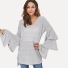 Romwe Layered Sleeve Solid Jumper