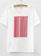 Romwe Barcode Print Red T-shirt