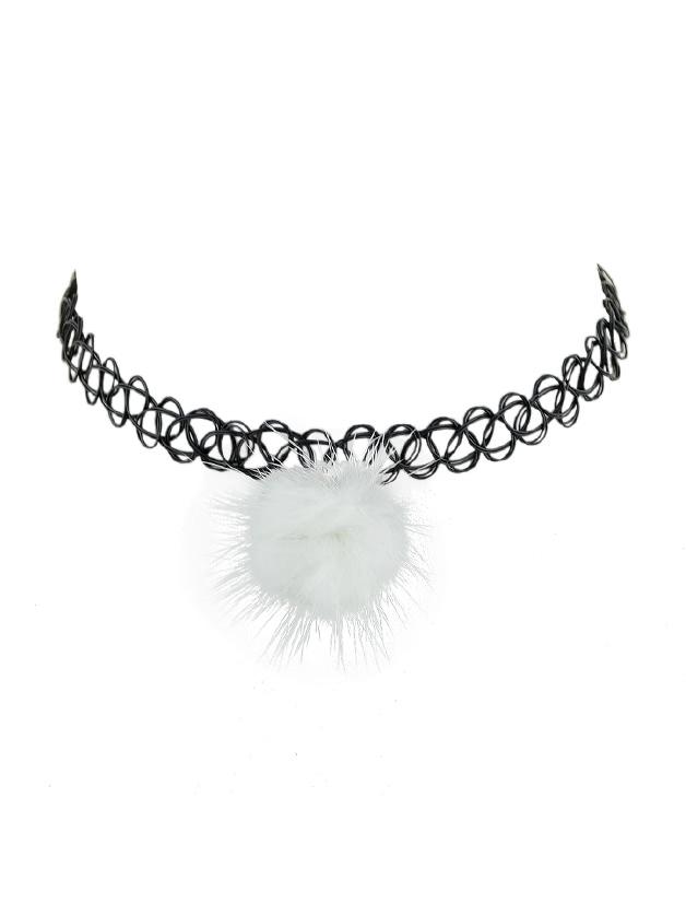 Romwe White Tattoo Choker Ball Charm Choker Necklace