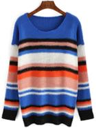 Romwe Color-block Striped Loose Jumper