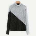 Romwe Contrast Panel High Neck Jumper