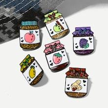 Romwe Fruit Detail Bottle Brooch Set 6pcs