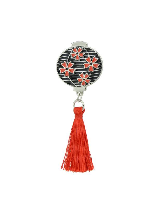 Romwe Enamel Lantern Pattern Brooches With Red Tassel