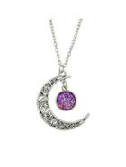 Romwe Hotpink Hollow Moon Full Of Stars Necklace