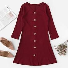 Romwe Ribbed Single Breasted Dress