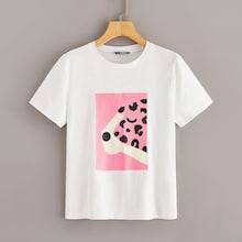 Romwe Round Neck Leopard Print Tee